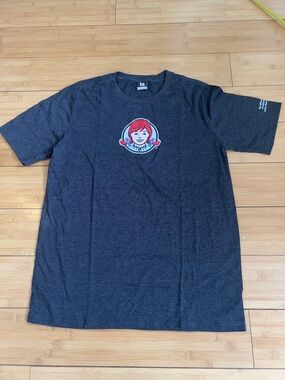Barco Uniforms Charcoal Short Sleeve Tee with Red Graphic Wendy’s